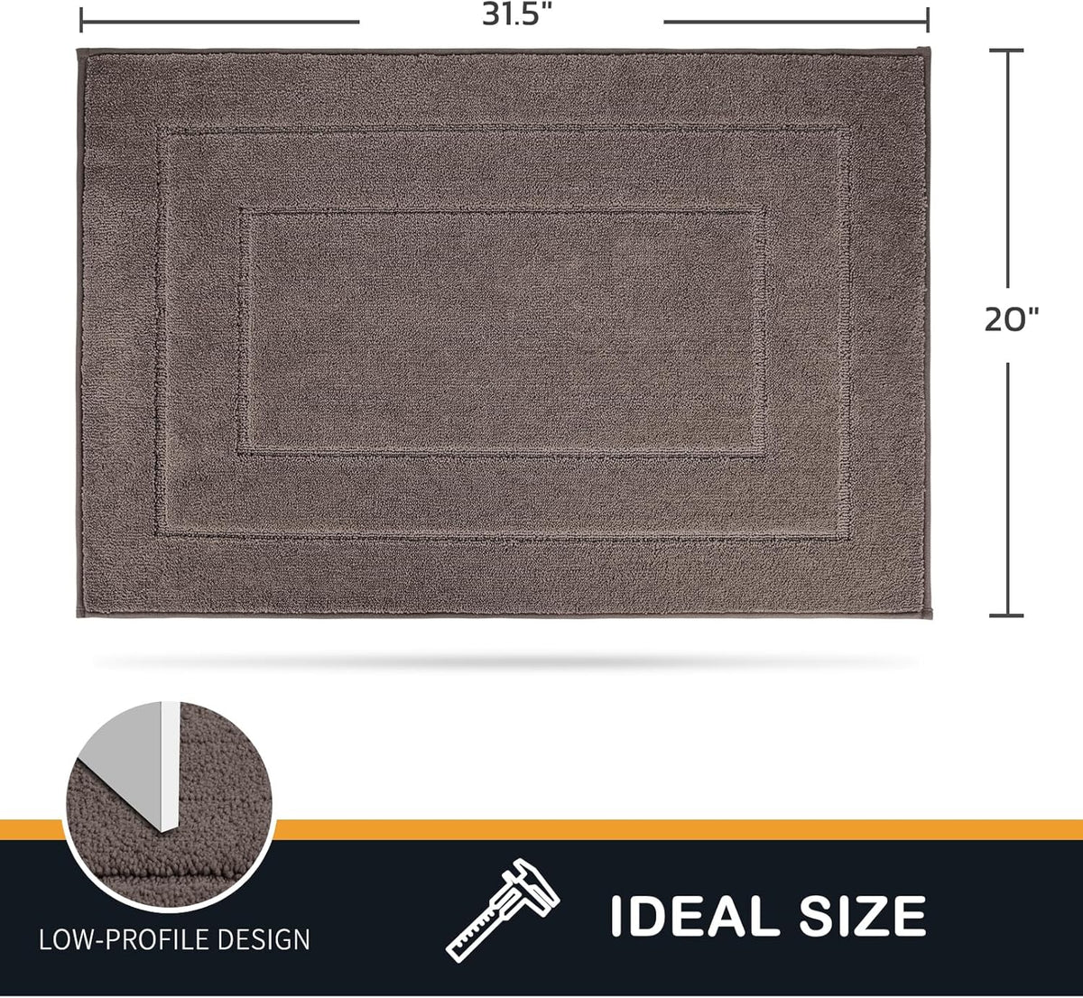 PURRUGS Dirt Trapping Door Mat 20" x 31.5", Non-Slip/Skid Machine Washable Entryway Rug, Dog Doormat, Super Absorbent Welcome Mat for Muddy Wet Shoes and Paws, Grayish Brown