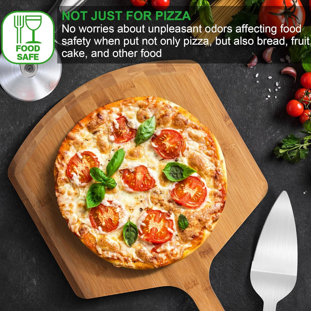 Pizza Peel 16 Inch, Natural Bamboo Pizza Peel Pizza Paddle Spatula Oven Accessory for Large Wood Pizza Board For Transferring & Serving, Wood Pizza Cutting Board for Cheese Bread Fruit Vegetables