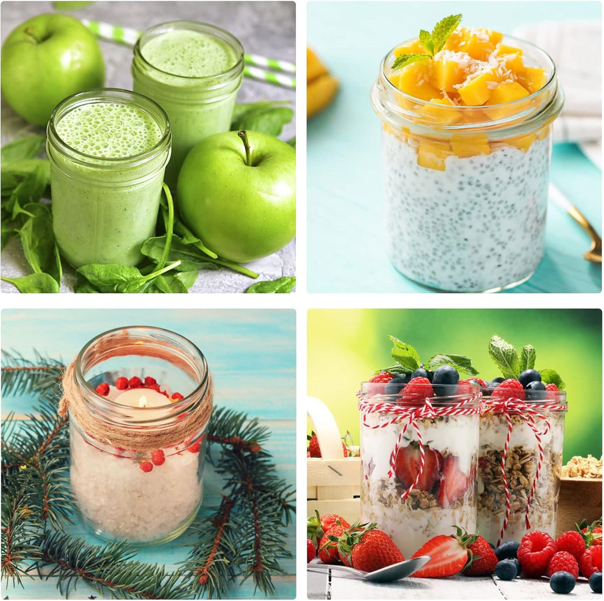 VERONES Mason Jars 8 OZ, 8 OZ Canning Jars Jelly Jars With Regular Lids, Ideal for Jam, Honey, Wedding Favors, Shower Favors