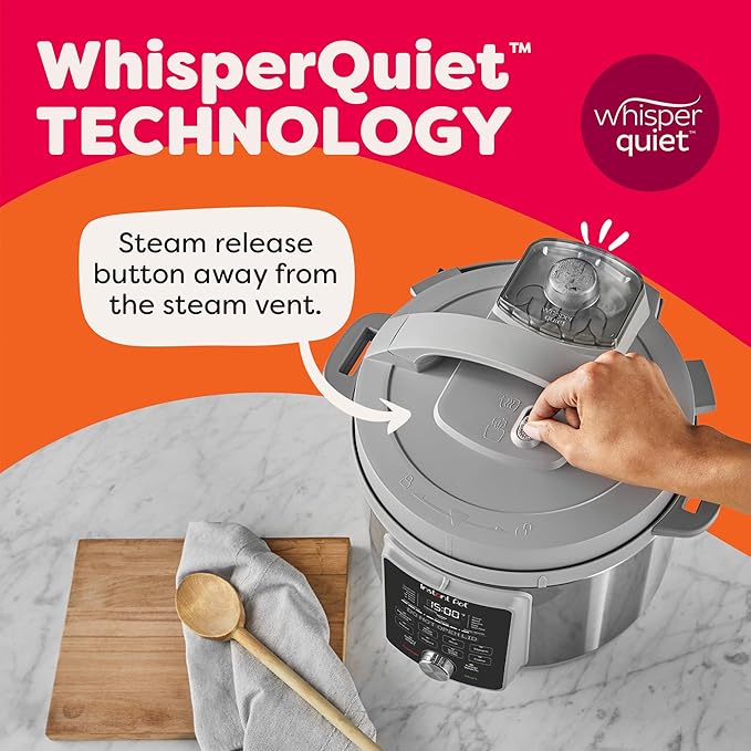 Instant Pot, 8-Quart Whisper Quiet 9-in-1 Electric Pressure Cooker, Slow Rice Cooker, Steamer, Sauté, Yogurt Maker, Warmer & Sterilizer, App With Over 800 Recipes, Stainless Steel, Duo Plus
