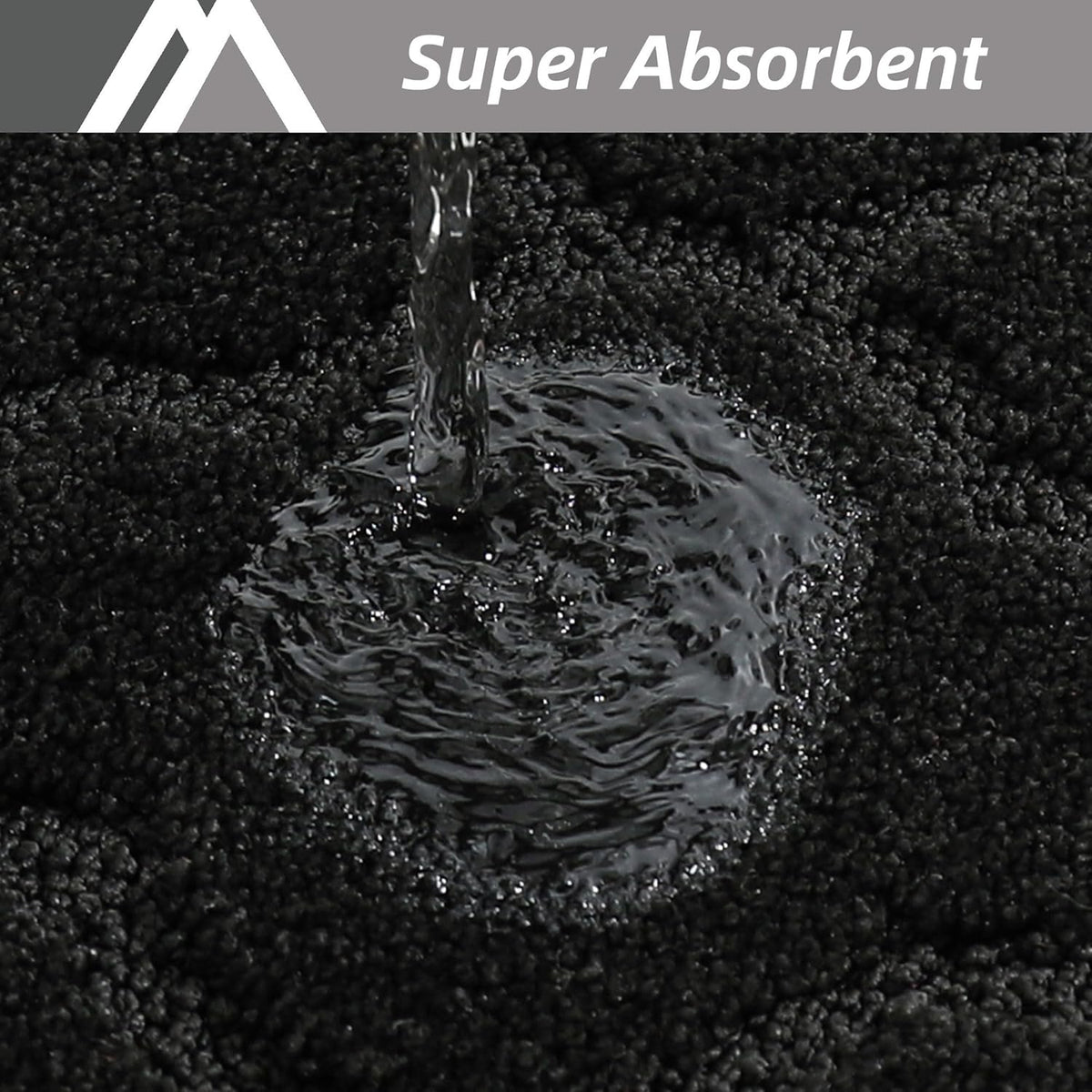 COSY HOMEER Soft Kitchen Rugs and Floor Mats for in Front of Sink Super Absorbent 20"x59" Non-Skid Standing Washable,Polyester,Black
