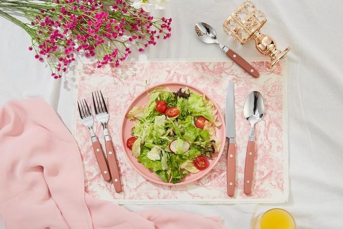 ANNOVA Silverware Set, Retro/Rivet Colorful Stainless Steel Tableware Kitchen Flatware Set Utensils, Includes Dinner Knives, Forks, Spoons, Salad Forks & Dessert Spoons (Brown, 20 Pieces)