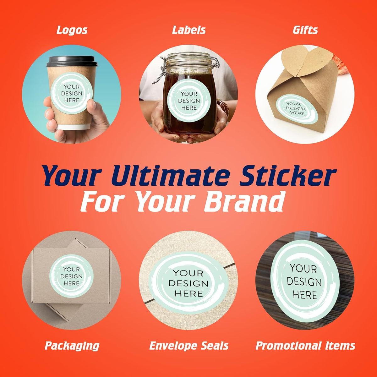 100 Custom Vinyl Stickers - Upload Your own Image, Text, Design, Logo - Personalized Logo Labels for Handmade, Packaging, Bottle, Jars, Candle, Brand Stickers (Mint, 5x5)