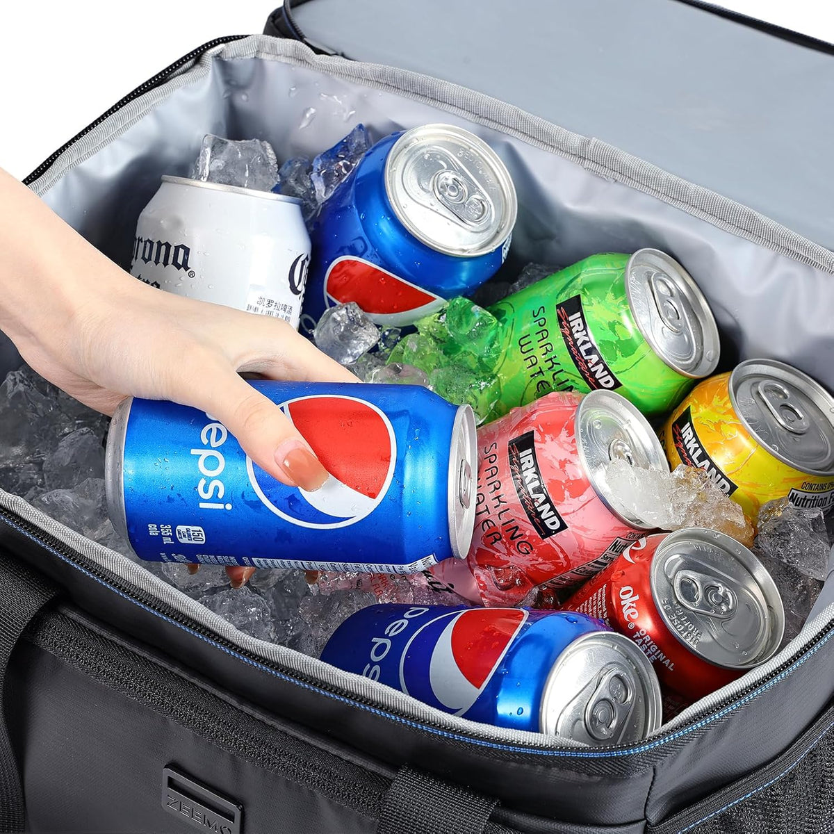 ZEEMO Soft Cooler Bag, Insulated Lunch Box, 19 L Ice Chest, Double Leakproof Layers, Waterproof and Collapsible Case for Work Outdoor Trip, Black