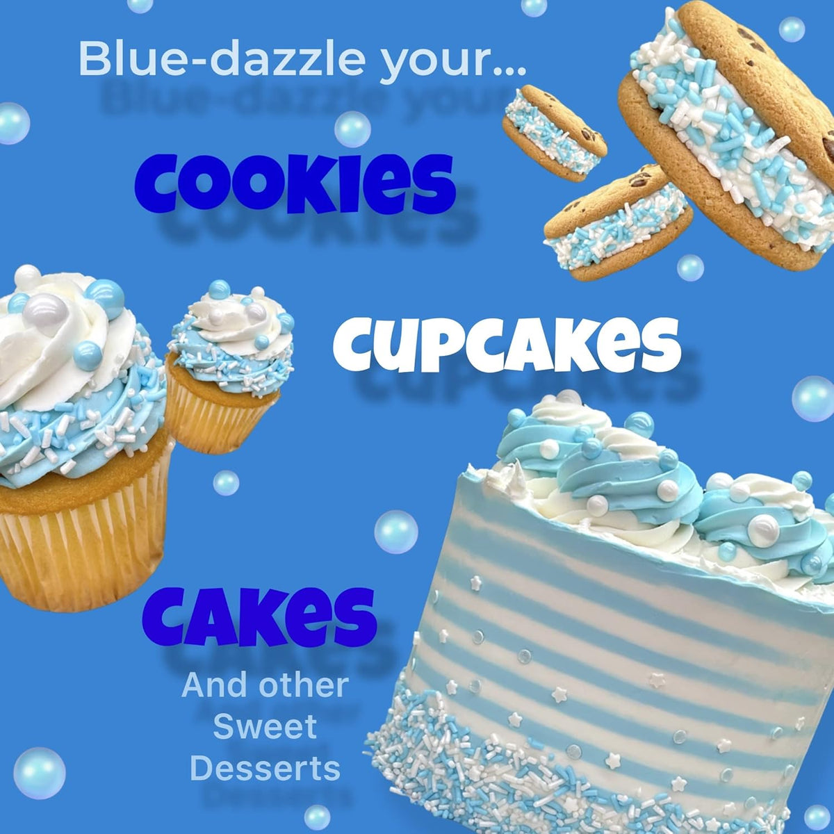 Manvscakes | Sprinkles | 4 oz | Cake sprinkles | Cupcake sprinkles | Baking | Sprinkle mix | Edible sprinkle (Baby blue)