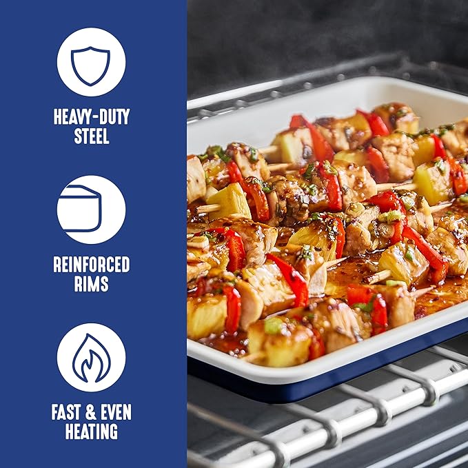 GreenLife Bakeware 18” x 13” Half Cookie Sheet Baking Pan, Non-Toxic PFAS-Free Healthy Ceramic Nonstick, Oven Safe to 450°F, Easy Release, Even Heating, Easy Clean, Navy