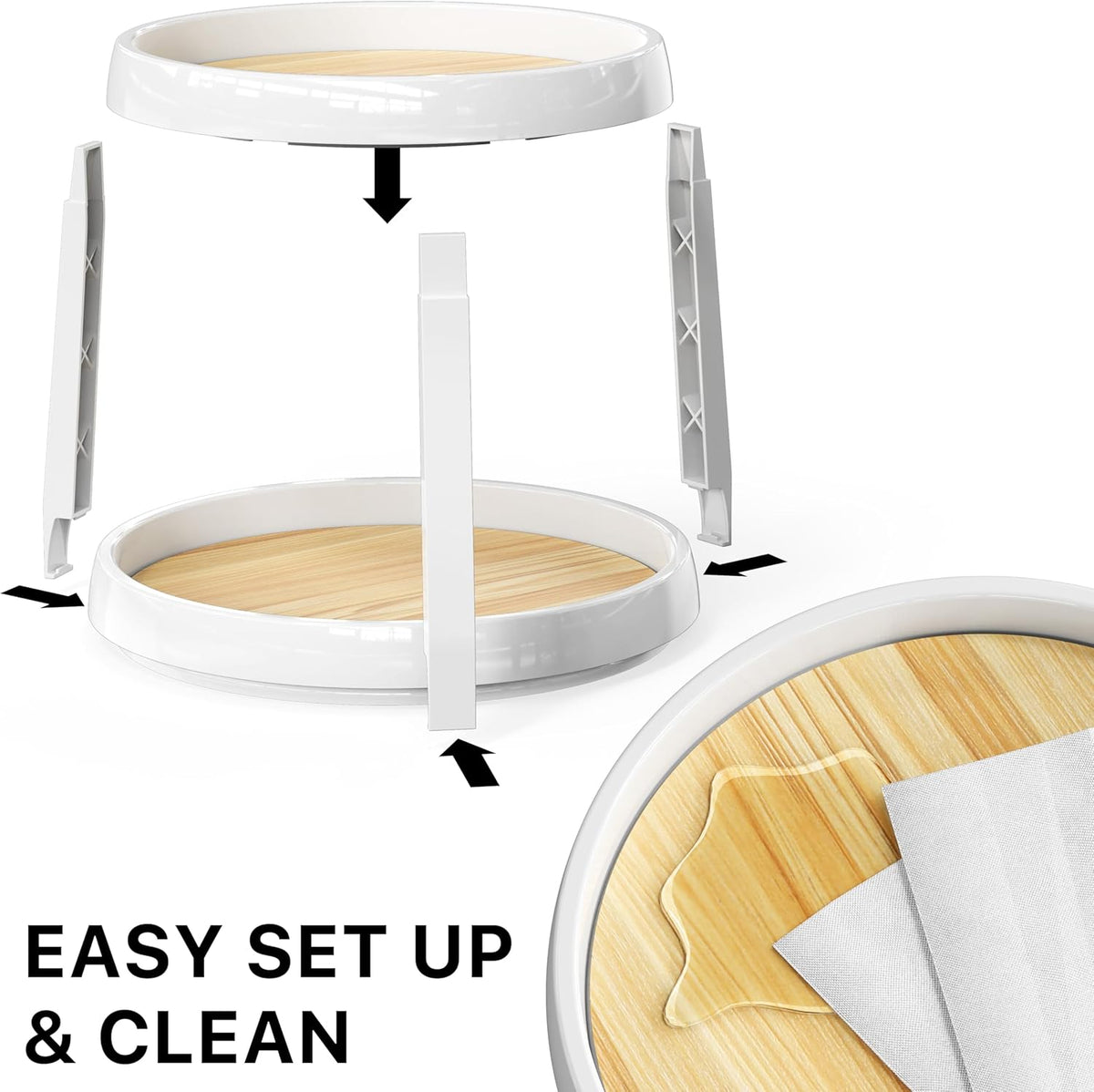 Simple Houseware 2-Tier Lazy Susan Spice Organizer, 10-Inch Diameter, Oak