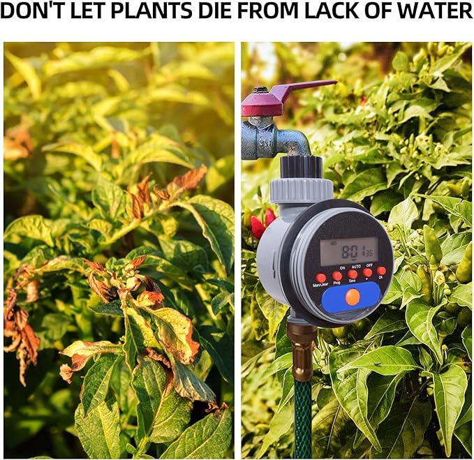 Hose Water Tap Timer Garden Irrigation System Controller Watering Computer Waterproof Red