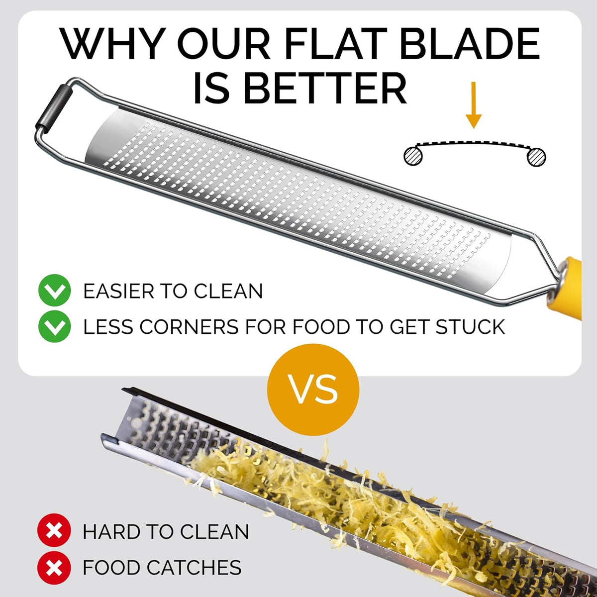 DESIGNED BY CHEFS ~ Premium Lemon Zester Grater With Perfectly Angled Teeth ~ Ideal for Citrus, Parmesan Cheese, Garlic, Vegetables and Fruits