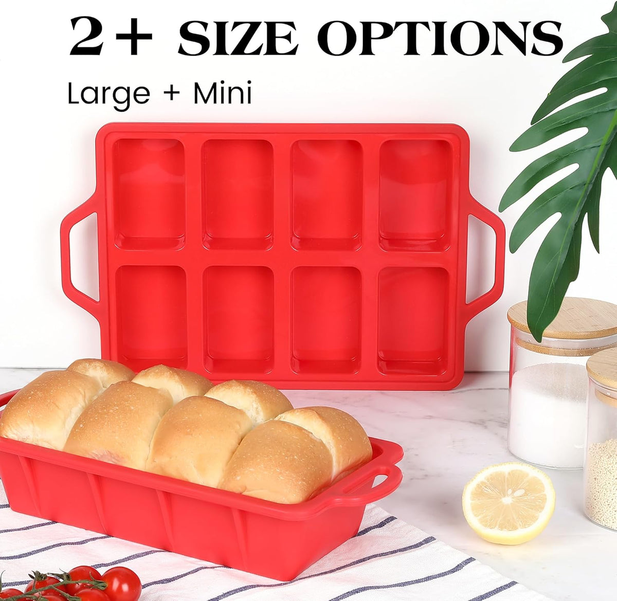 Silicone Bread Loaf Pan - Nonstick Large 10 x 4.8 inch Loaf Pans with Metal Reinforced Frame (Red)