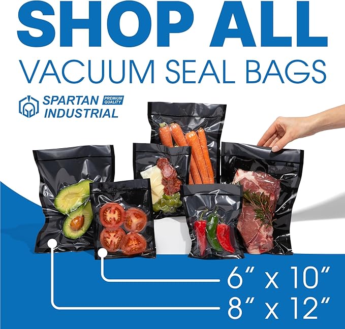 Spartan Industrial 8" X 12" Vacuum Seal Bags - 500 Count BPA-Free Food Storage Bags for Marinating, Freezing, Sous Vide Cooking