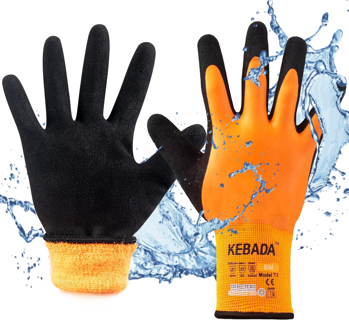 Kebada T1 Waterproof Winter Work Gloves for Men and Women,Insulated Work Gloves for Men Cold Weather,Warm Freezer Gloves Large
