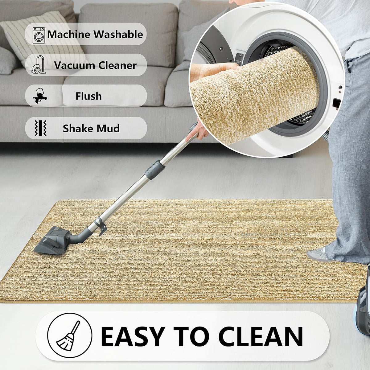 REFETONE Indoor Doormat, Front Door Mat 24"x36" Absorbent Rubber Backing Non Slip Back Door Mats, Washable Low-Profile Inside Floor Mat Door Rugs for Entryway, Resist Dirt Mud Mat for Dogs, Brown