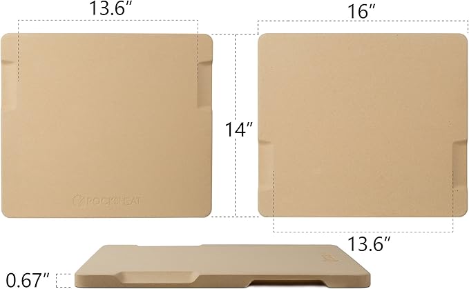 Large Pizza Stone, 16"x14" Rectangular Pizza Stone for Oven Grill BBQ, Baking Stone for Pizza Bread, Unique Built-in 4 Handles Cooking Stone