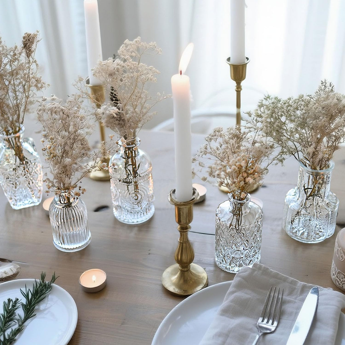 Glass Bud Vase Set of 76 Pcs Small Minimalist Vases for Flowers, Vintage Rustic Home Decor for Table Centerpiece Wedding Party, Modern Clear Aromatherapy Bottle for Living Room Bedroom
