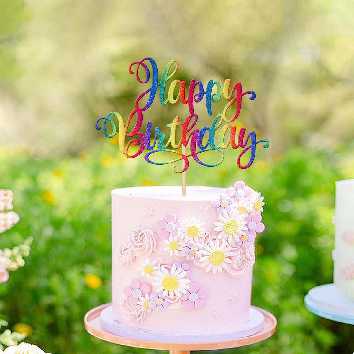 ZHUOWEISM 1 PCS Happy Birthday Cake Topper Glitter Happy Birthday Cake Pick for Celebrating Happy Birthday Anniversary Party Cake Decorations Supplies Colorful