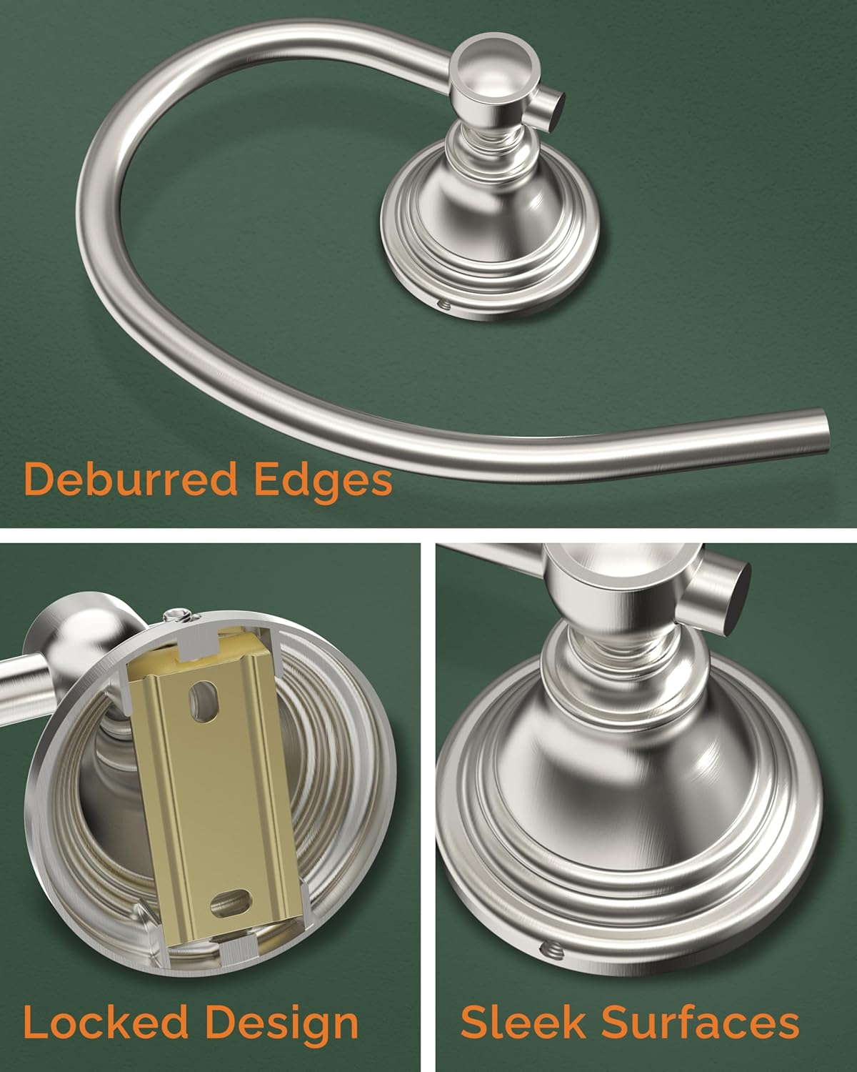 Towel Ring, Stainless Steel Hand Towel Holder for Bathroom Wall Mount, Heavy Duty Towel Hanger for Kitchen, Bath, RV (Brushed Nickel)