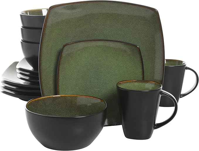 Gibson Elite Soho Lounge 16 Piece Dinnerware Set, Green