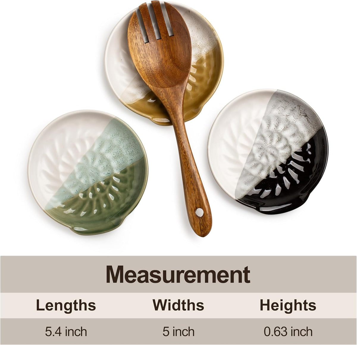Large Spoon Rest for Stove Top, 5.3inch Ceramic Spoon Holder Utensil Holder for Kitchen Counter, Large Cooking Spatula Rests for Ladles Tongs, Gradient Brown