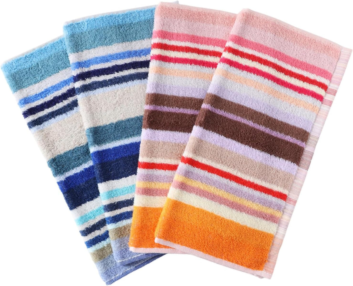 Oeleky Kitchen Dishcloths for Washing Dishes, Ultra Absorbent Dish Rags, Cotton Cleaning Cloths Pack of 8, 12x12 Inches (Wide Stirpe, 12x12 inch)