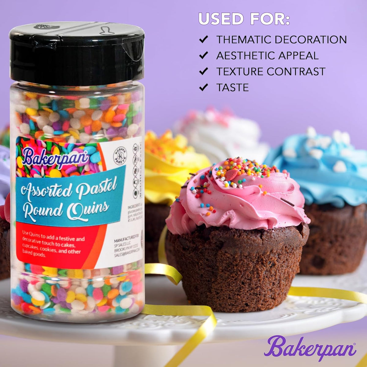Bakerpan Sprinkles for Cake Decorating - 4 Ounces - Pastel Spring Edible Confetti Sprinkles for Cupcakes, Ice Cream, Cookies, Cakes (Made in USA)