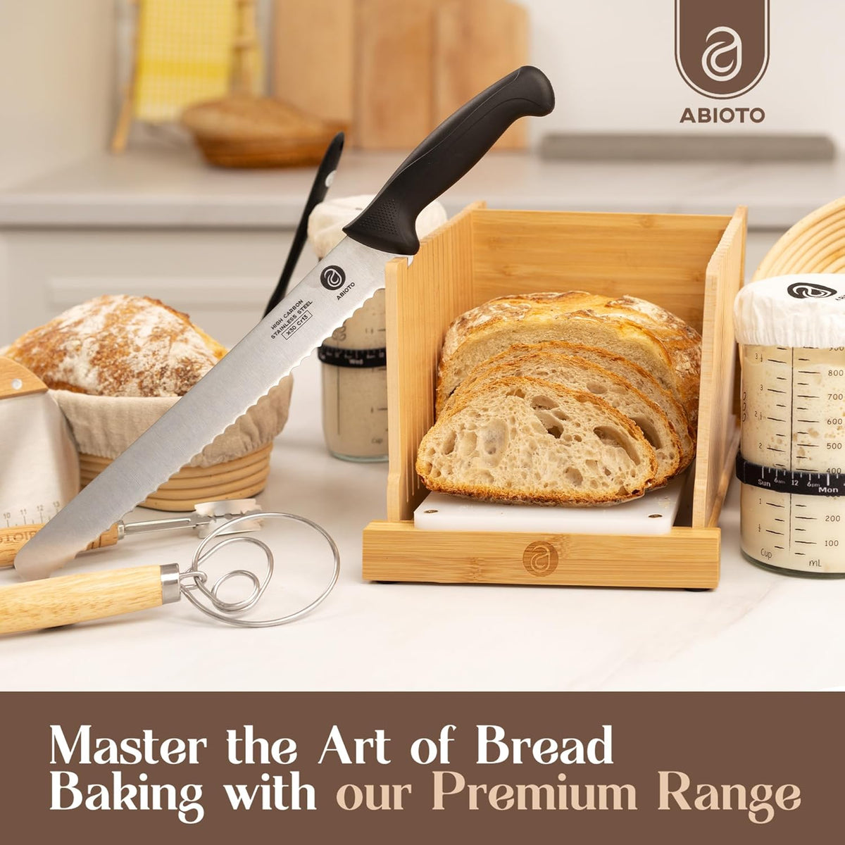 Serrated Bread Knife for Homemade Bread Sourdough - Perfect 11-Inch Sourdough Bread Knife Made of High Carbon Stainless Steel X30 Cr13 with One-Sided Sharp Serrations and Ergonomic Handle