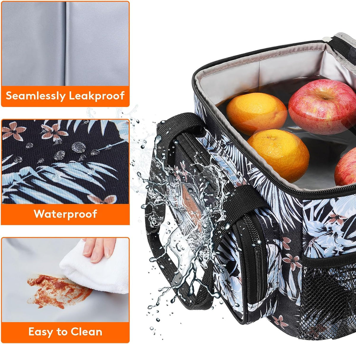 Lifewit Medium Lunch Bag Insulated Lunch Box Soft Cooler Cooling Tote for Adult Men Women, Flower 12-Can (9L)