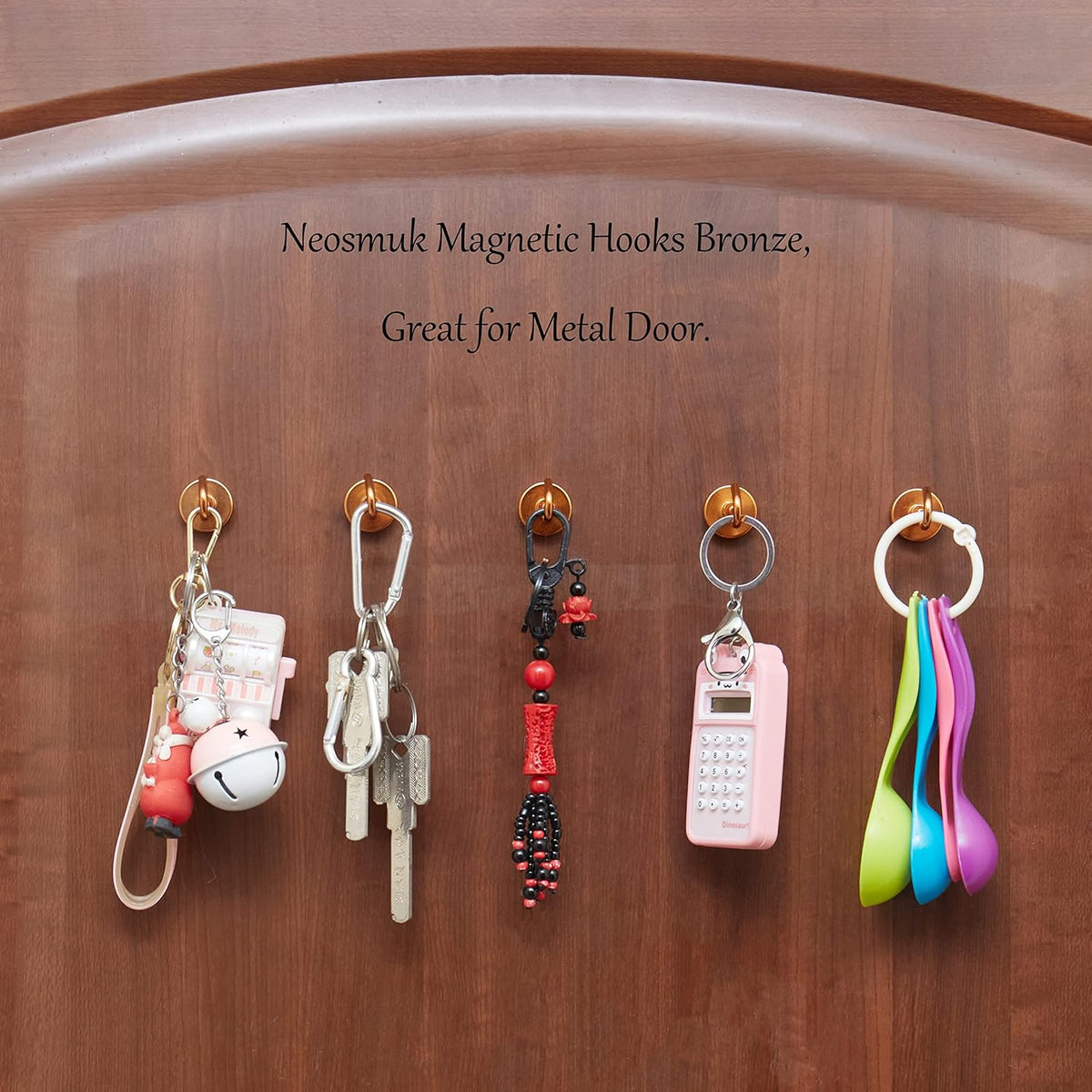 Neosmuk Magnetic Hooks,Heavy Duty Earth Magnets with Hook for Refrigerator, Extra Strong Cruise Hook for Hanging, Magnetic Hanger for Cabins, Grill (Bronze, Pack of 10)