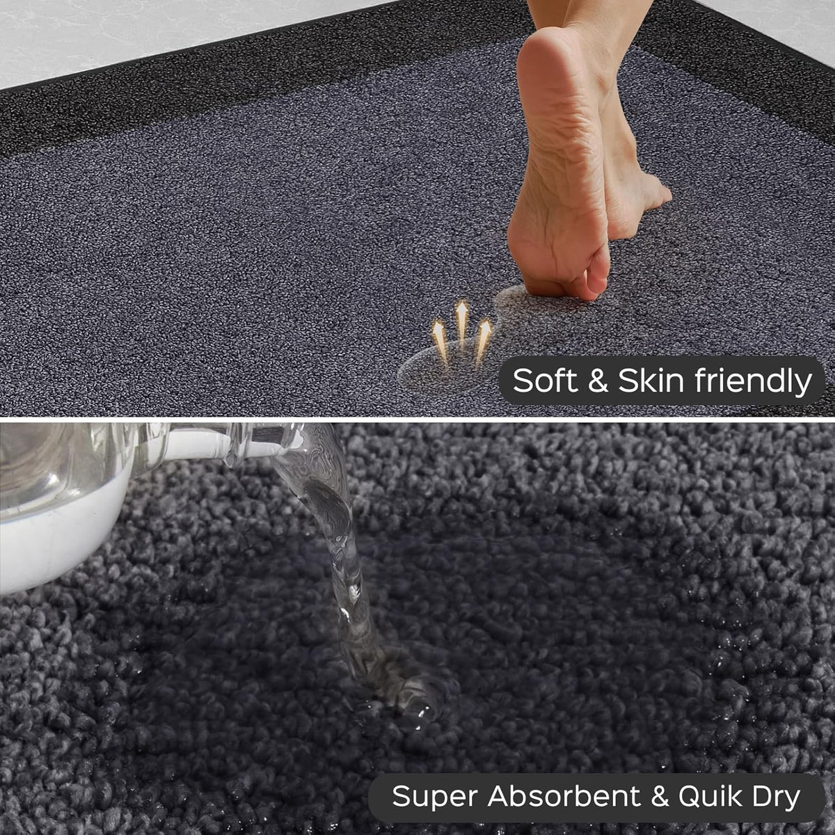 Machine Washable (24" x 36"+ 24" x 60"') Kitchen Rugs Set of 2, Non Slip Kitchen Mats for Floor, Absorbent Entrance Runner Rugs for Bedroom, Hallway, Bathroom, Door (Roll Packing)
