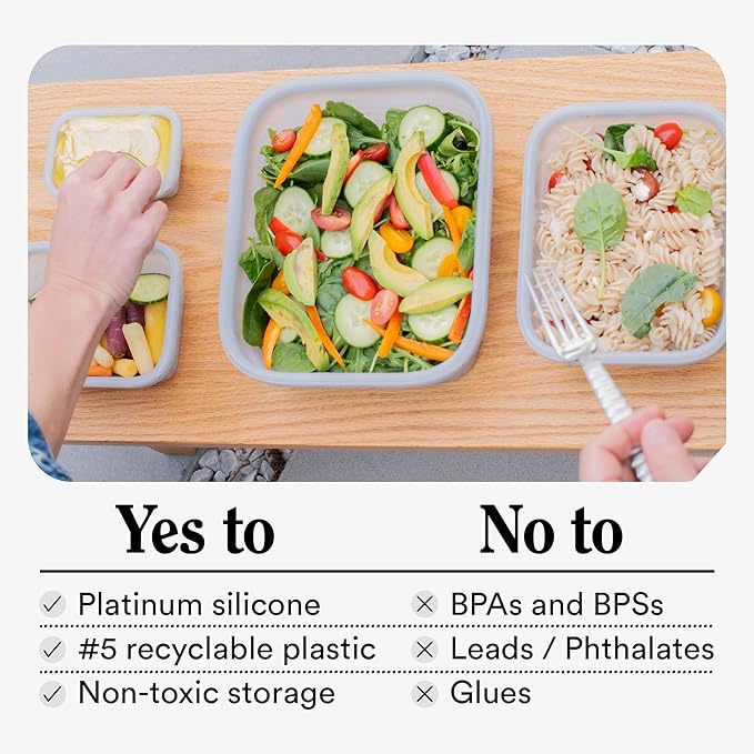 Stojo Nestable Collapsible Food Storage Container - Set of 4, Cashmere - Leak-Proof Airtight Seal Made With Food Grade Silicone For Meal Prep, Lunch Box, Pantry Organizer - Microwave & Dishwasher Safe