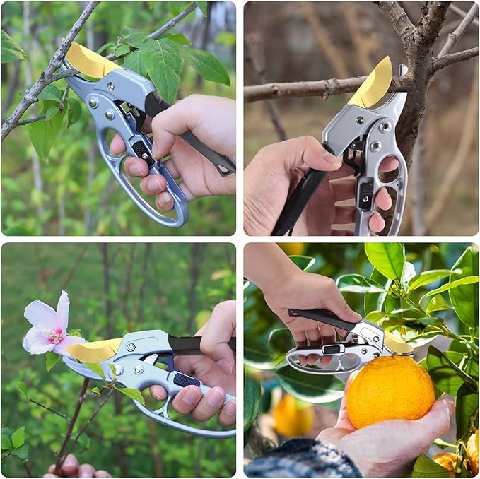 Ultra Sharp Germany Titanium Steel Pruning Shears - Cuts 3X Easier, Weak Hand Arthritis Snips, Rust-Resistant, Effortlessly 1-Inch Cut Capacity Garden Scissors, Ergonomic Handle