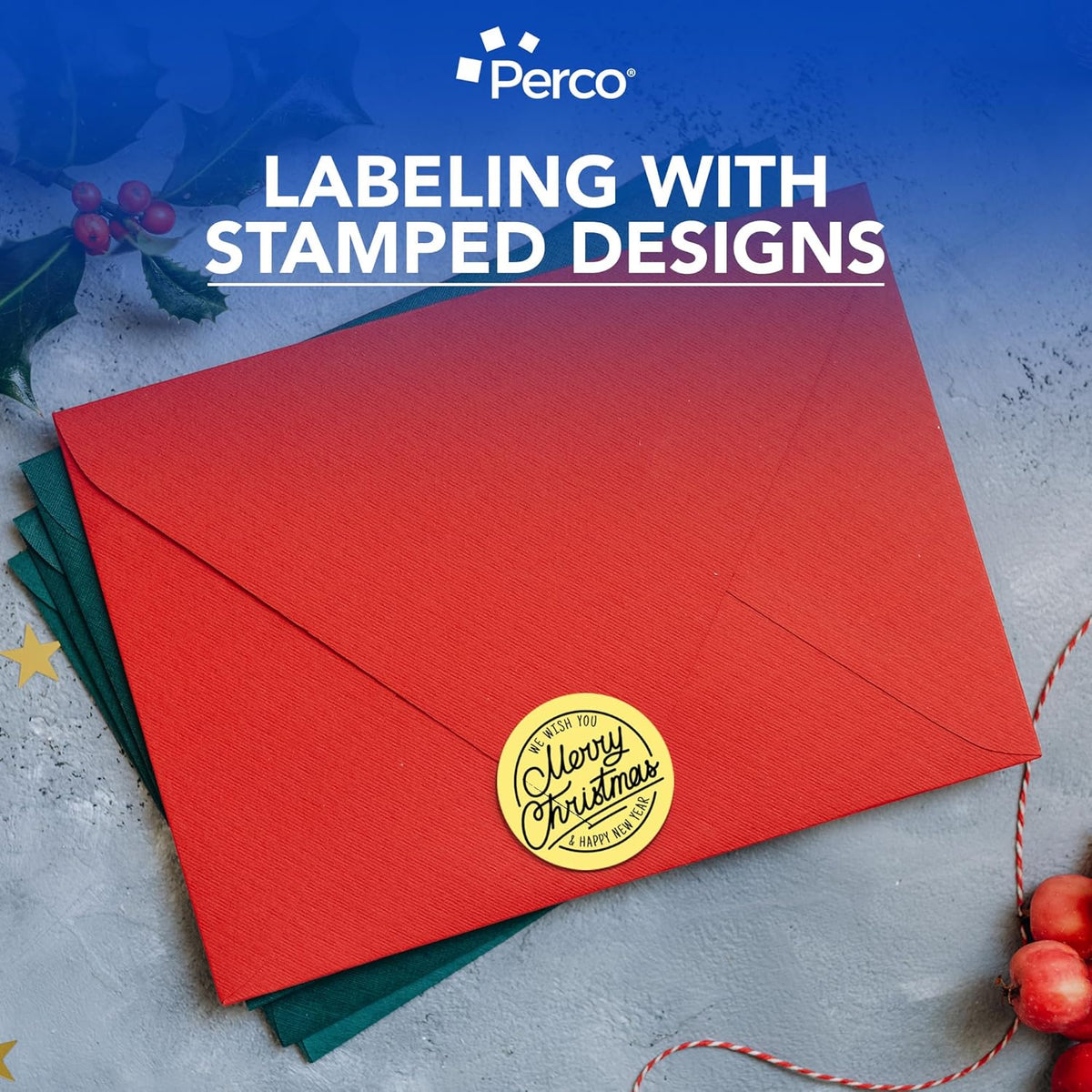 Perco Gold 3-Inch Round Circle Dot Sticker Labels with Permanent Adhesive for Wedding Invitations - 500 Labels per Roll - Vibrant Colors, Strong Adhesion - Made in USA