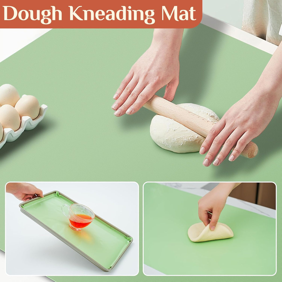 Silicone Baking Mat, 12 IN x 10 FT Free Cutting Baking Sheet,Non-Stick Reusable Dough & Pastry Mat,Non-Slip Silicone Mat Roll for Air Fryer Liner,Freeze Dryer,Oven Baking Pan,Kitchen Counter