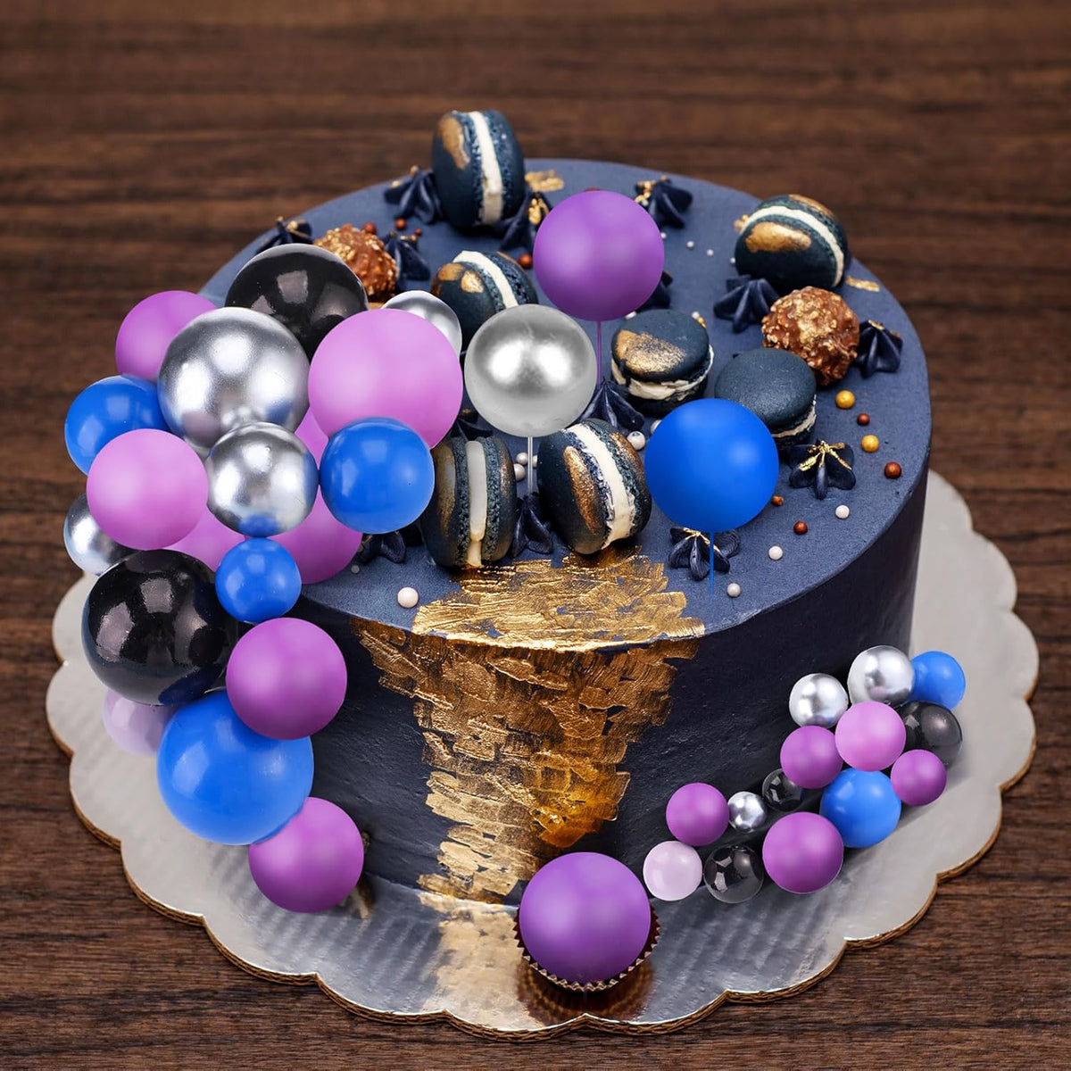 108 Pcs Balls Cake Topper DIY Cupcake Insert Foam Balloons for Cake Baking Wedding Anniversary Birthday Decoration(Elegant Colors,Multi Sizes)