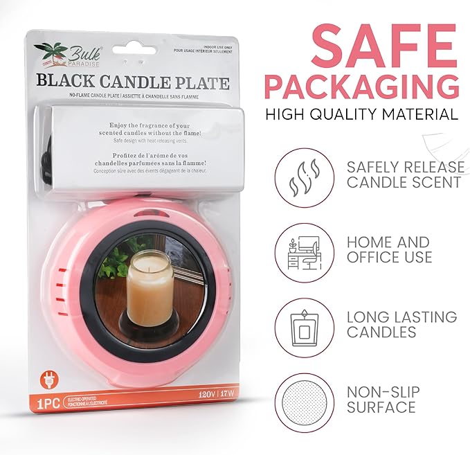 Large Candle Warmer Plate Safely Releases Scents Without a Flame - Used as Candle Jar Warmer, Coffee Warmer, Mug Warmer, Cup Warmer, Tea Warmer Desk in Your Home & Office, 1 Pack, Pink