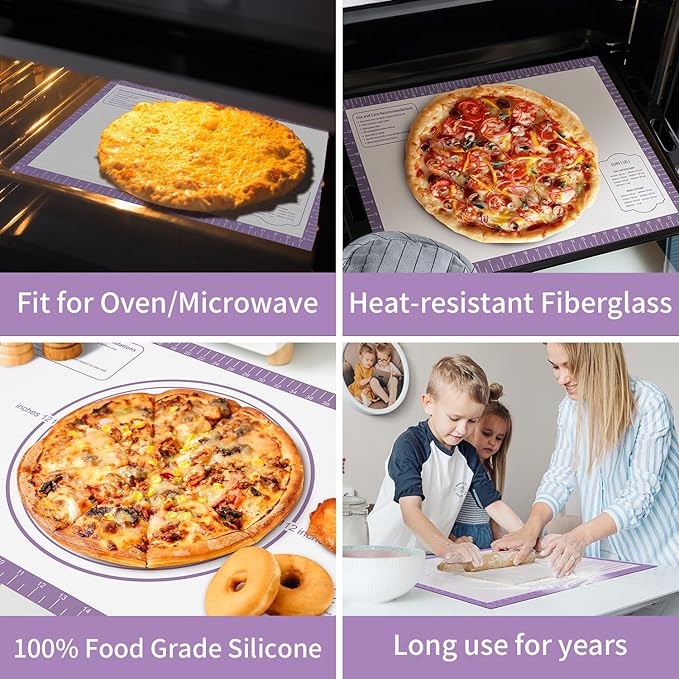 Silicone Mat for Baking, Non Stick Silicone Pastry Mat for Dough Pie Crust, Rolling Mats for Making Cookies Macarons Bread, Easy to Clean& Store