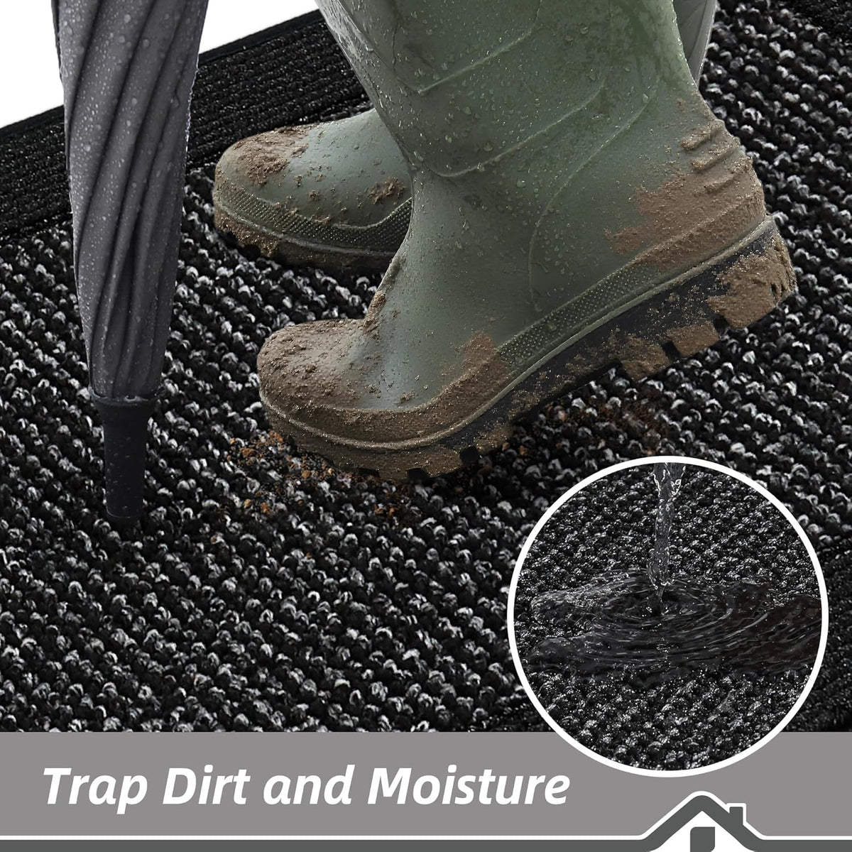 BEQHAUSE Indoor Door Mat 24" x 60", Dirt Trapper Door Mats Non-Slip Entryway Rugs Washable, Resist Dirt Absorbent Welcome Mat, Low Profile Floor Mats for Front Back Door and Entryway, Black