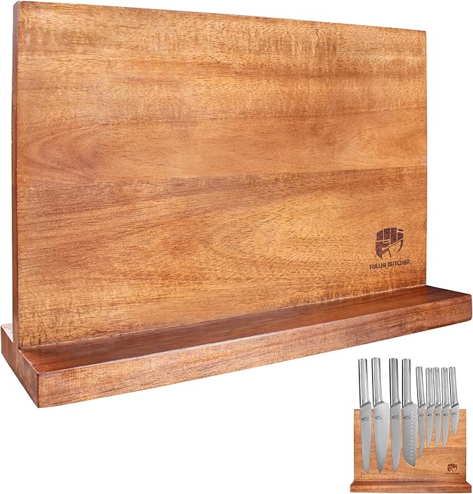 FULLHI Kitchen Magnetic Knife Block Holder, Knife Magnetic Strip with Enhanced Magnets natural wood Multifunctional Storage Holder for Kitchen Utensil, Knife Set, Scissors,Spice Ja