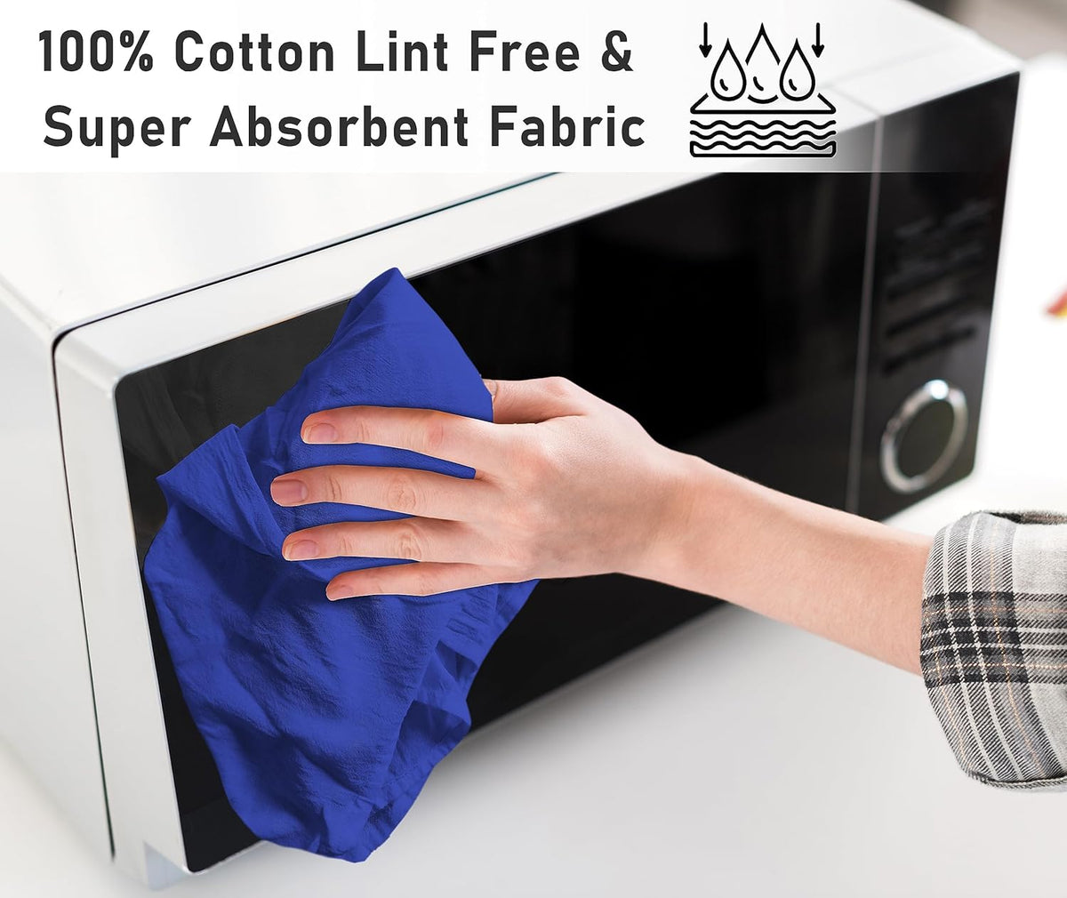 RUVANTI Flour Sack Towels 50 Pack 28x28 Inch, 100% Cotton Tea Towel, Reusable, Machine Washable, Absorbent BarTowels - Dish Cloth Perfect for Drying Dishes & Cleaning - Navy