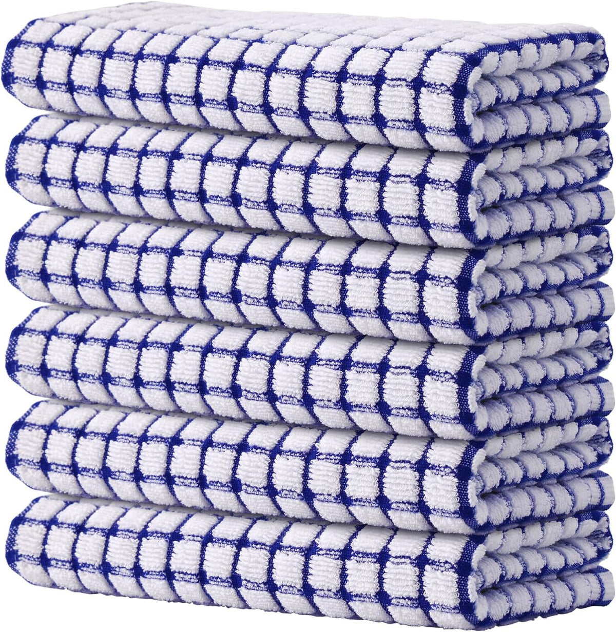 Kitinjoy Cotton 6 Pack Terry Kitchen Towels, 16 x 25 Inches Super Soft and Absorbent Dish Towels, Quick Drying Hand Towels for Kitchen Drying, Blue