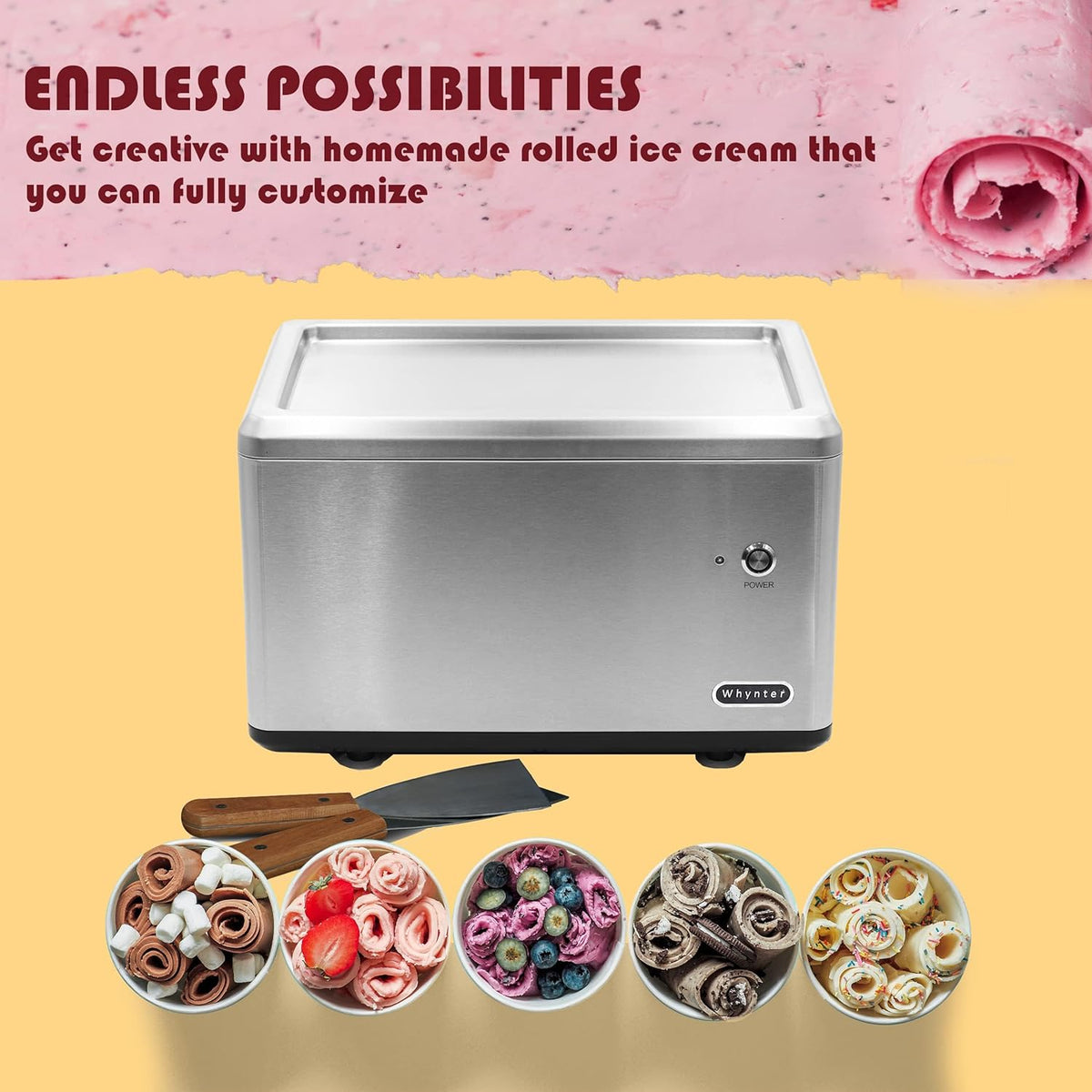 Whynter ICR-300SS 0.5-Quart Stainless Steel Rolled Ice Cream Maker With Compressor