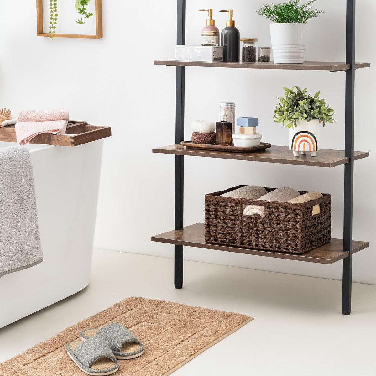 GRANNY SAYS Wicker Storage Baskets for Shelves, Waterproof Wicker Baskets for Organizing, Woven Basket for Shelves, Decorative Basket for Pantry, Brown