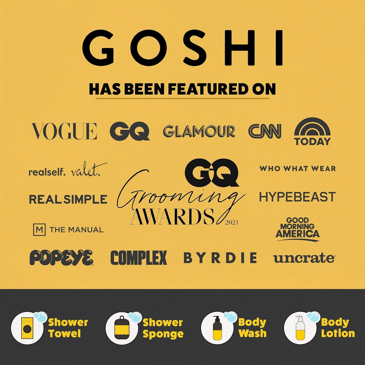 GOSHI Exfoliating Shower Sponge - Rip-Resistant, Rapid-Drying Exfoliating Bath Sponge for All Skin Types - Grey - Made in Japan