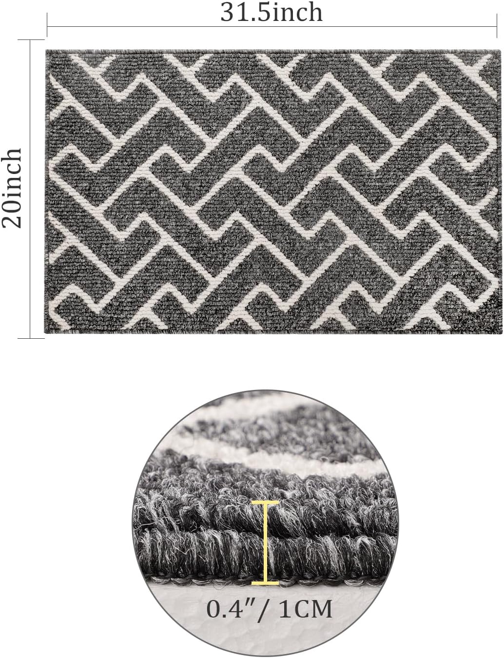 hicorfe Kitchen Rugs and Mats,Kitchen Mats for Floor,20"x31.5" Non Slip Runner Rug,Absorbent Resist Dirt Comfort Standing Mat Machine Washable for Entryway,Hallway,Front of Sink(Grey)