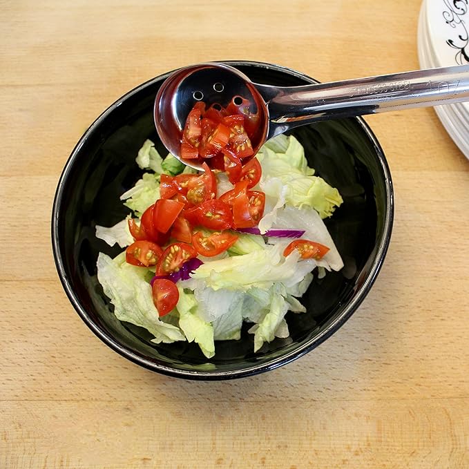 1 Ounce Slotted Stainless Steel Portion Control Ladle Spoon for Measuring and Serving; Commercial Grade Serving Scoops [Pack of 12]