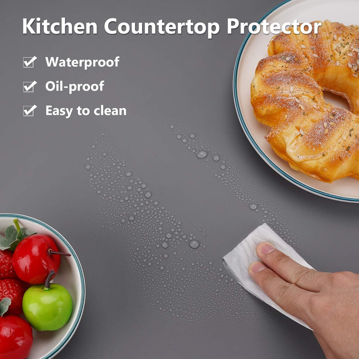 Gartful Extra Large Silicone Mats for Countertop, 28" by 20" Multipurpose Mat, Counter Table Protector, Desk Saver Pad, Placemat Nonstick Nonskid Heat-Resistant Pad, Dark Gray