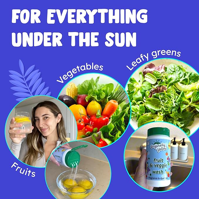 Originally Yellow USA Made Fruit And Vegetable Wash | Food-Grade Fruit and Veggie Wash With No Aftertaste | Powerful Cleaning & Safe Ingredients | Plant-Derived Produce Cleaner & fruit washer | 2 lb