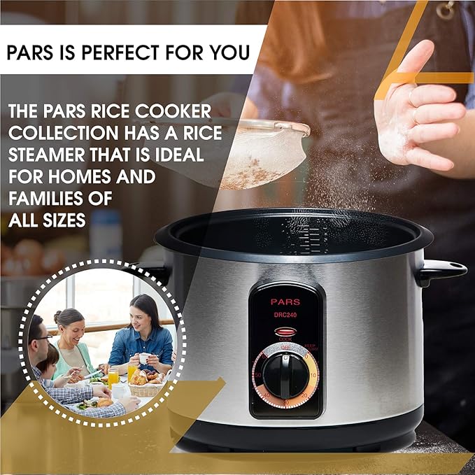 Pars Automatic Persian Rice Cooker - Tahdig Rice Maker Perfect Rice Crust, 15 Cup