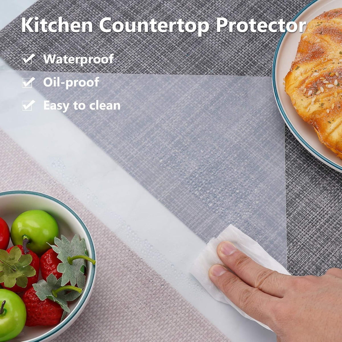 Gartful Silicone Mats for Kitchen Counter, Large Silicone Countertop Protector 25" by 17", Nonskid Heat Resistant Desk Saver Pad, Multipurpose Mat, Placemat, Translucent