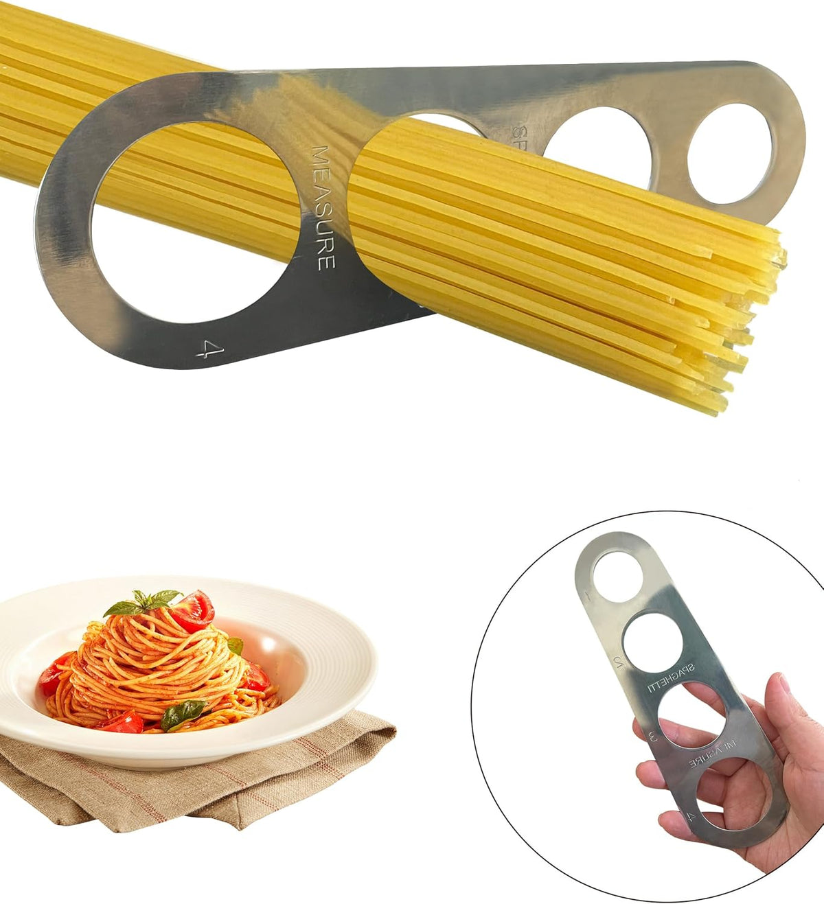 Stainless Steel Spaghetti Measurer Tool YQBOOM 2Pcs Pasta Portion Tool Measuring Tool for Cooking Spaghetti Noodles
